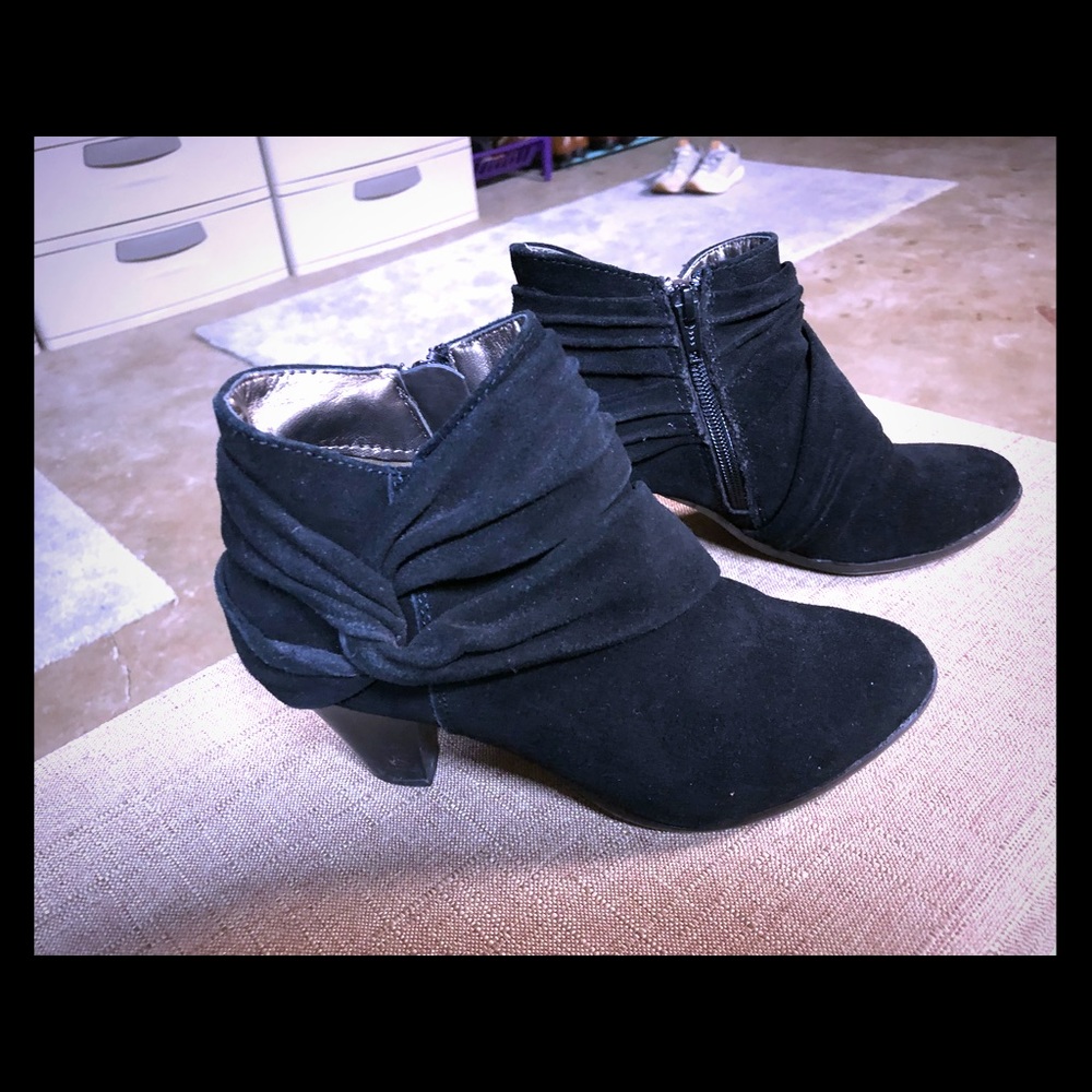Suede booties.
